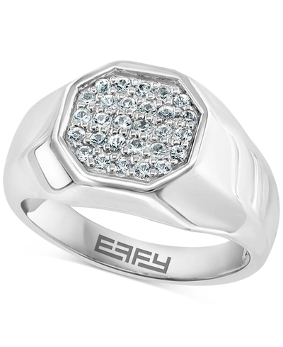 Effy Collection Effy Men's White Sapphire Octagon Cluster Ring (1/2 Ct. T.w.) In Sterling Silver
