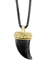 EFFY COLLECTION EFFY MEN'S CLAW 22" PENDANT NECKLACE IN BLACK RHODIUM AND 18K GOLD-PLATED STERLING SILVER