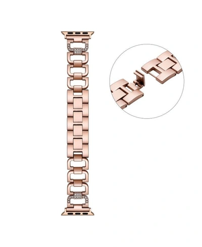 Posh Tech Tiara Rose Gold Plated Stainless Steel Alloy And Rhinestone Band For Apple Watch, 42mm-44mm