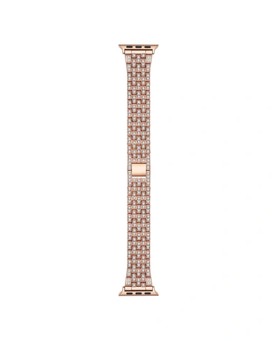 Posh Tech Chantal Rose Gold Plated Stainless Steel Alloy And Rhinestone Link Band For Apple Watch, 38mm-40mm