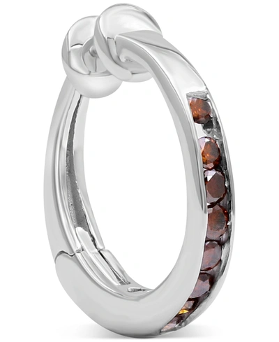 Macy's Diamond Ear Cuff (1/10 Ct. Tw) In 10k White Gold (also In Black, Red, & Blue Diamond) In Red Round