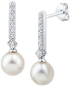 HONORA CULTURED FRESHWATER PEARL (6MM) & DIAMOND (1/5 CT. T.W.) DROP EARRINGS IN 14K YELLOW GOLD (ALSO IN W