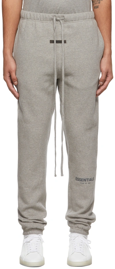 Essentials Grey Track Lounge Pants In Heather Oatmeal