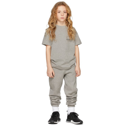 Essentials Kids Grey Jersey T-shirt In Heather Oatmeal