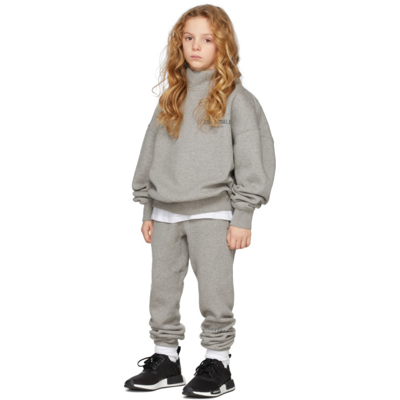 Essentials Kids Grey Mock Neck Sweatshirt In Heather Oatmeal