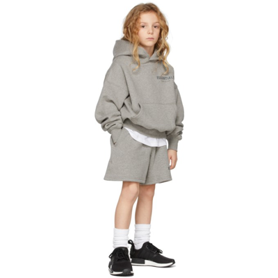 Essentials Kids Grey Sweat Shorts In Heather Oatmeal