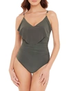 Magicsuit Isabel Slimming Ruffled Underwire One-piece Swimsuit Women's Swimsuit In Military