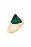 Short & Suite Triangle Crystal Ring In Green