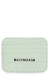 BALENCIAGA CASH LOGO CROC EMBOSSED LEATHER CARD CASE