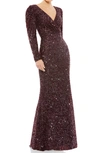 MAC DUGGAL LONG SLEEVE SEQUIN TRUMPET GOWN