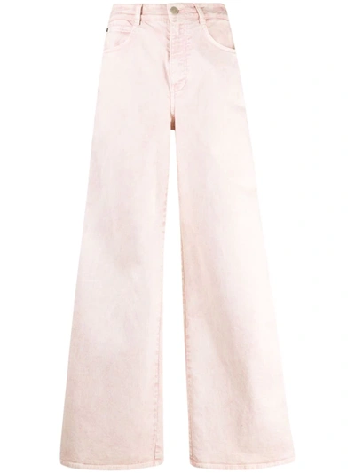 Stella Mccartney Logo织带阔腿牛仔裤 In Pink