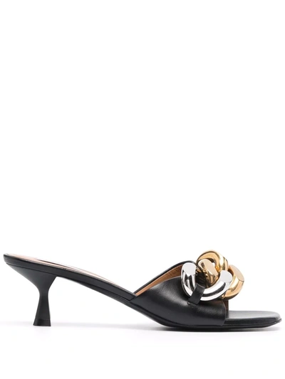 Stella Mccartney Black 55mm Chain-link Sandals In Nero
