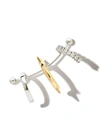 Delfina Delettrez 18k White And Yellow Gold 1987 Diamond Ear Cuff In Silver
