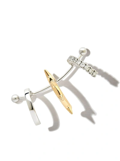 Delfina Delettrez 18k White And Yellow Gold 1987 Diamond Ear Cuff In Silver