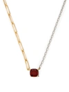 YVONNE LÉON 18KT WHITE AND YELLOW GOLD GARNET SOLITAIRE NECKLACE