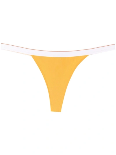 Calvin Klein Underwear Orange Ribbed Thong In Yellow