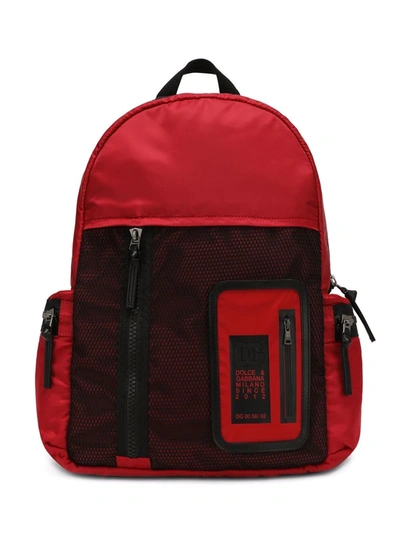 Dolce & Gabbana Kids' Logo Patch Backpack In Red