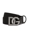 Dolce & Gabbana Logo-buckle Leather Belt In Black
