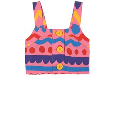 Stella Mccartney Kids' Fuchsia Top For Girl With Multicolor Designs In Pink