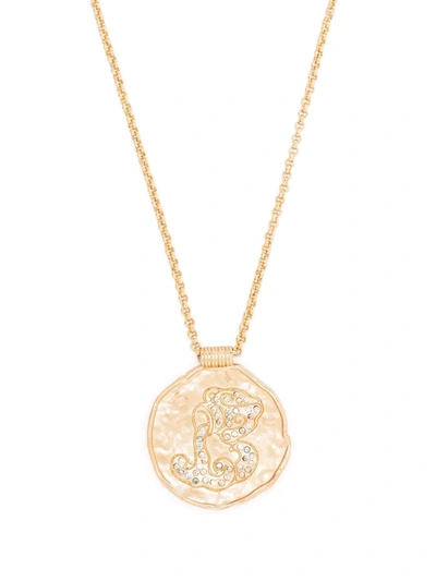 Maje Astro Zodiac Medal Aquarius Necklace In Gold