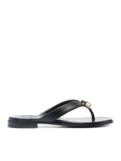 Givenchy Logo-plaque Leather Sandals In Black