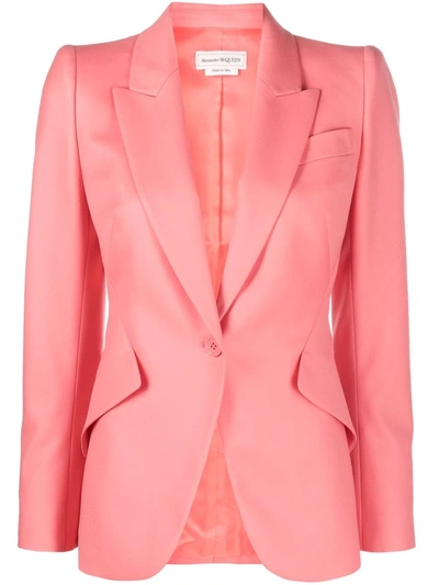 Alexander Mcqueen Classic Single-breasted Suiting Blazer In Coral