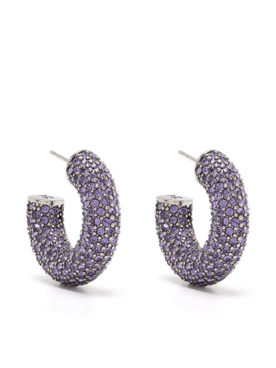 Amina Muaddi Cameron Small Crystal Hoop Earrings In Lilac,crystal