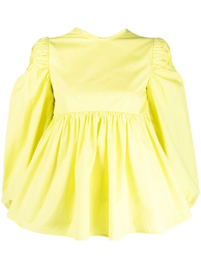 Cecilie Bahnsen Bjork Puff Sleeve Blouse In Yellow