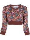 PHILOSOPHY DI LORENZO SERAFINI FLORAL-MOTIF CROPPED SWEATER