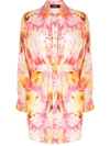 Dsquared2 Tie-dye Print Fitted-waist Shirt Dress In 001s Multicolor