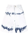 Stella Mccartney Denim Bermuda Shorts With Tie-dye Effect - Atterley In Blue