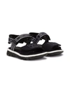 Dolce & Gabbana Logo-embroidered Touch-strap Sandals In Black