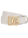 Dolce & Gabbana Dg-logo Patent Leather Belt In White