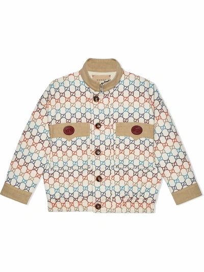 Gucci Ivory Jacket For Kids With Coloful Double Gg