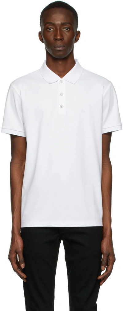 Rag & Bone Interlock Slim Fit Heathered Polo Shirt In White