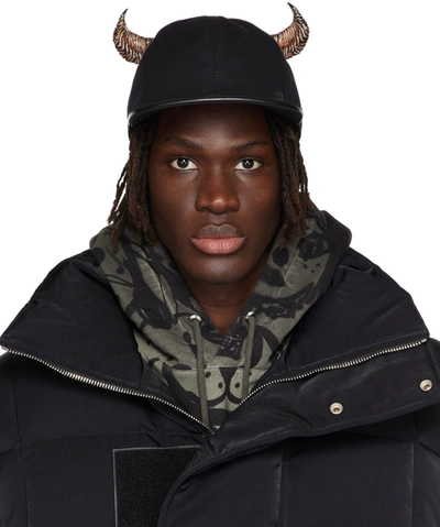Givenchy Mens Black Natural Horns Canvas Cap