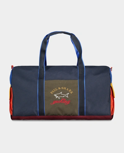 Paul & Shark Color Block Duffle With Embroidered Logo In Multicolor Print