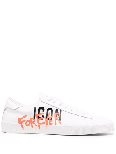 Dsquared2 Man White, Black And Orange Icon For Ever Sneakers