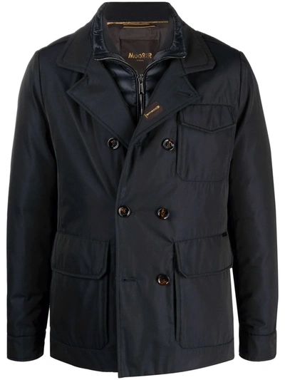 Moorer Double-breasted Padded Jacket In Blue
