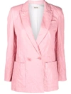 Zadig & Voltaire Visko Crushed Leather Double Breasted Jacket In Pink