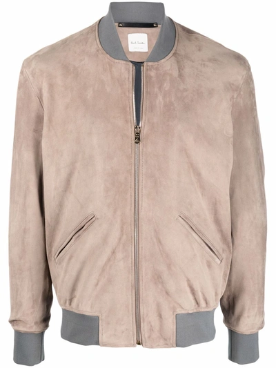 Paul Smith Gents Suede Bomber Jacket In Brown