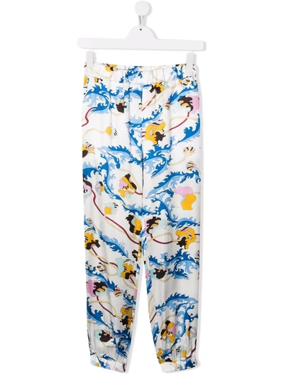 Emilio Pucci Junior Kids' Graphic-print Straight-leg Trousers In White