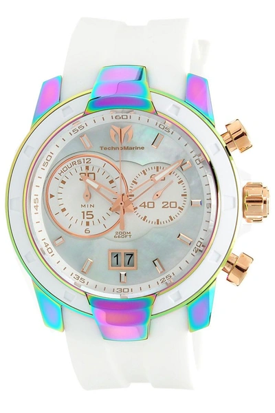 Technomarine Uf6 Chronograph White Dial Mens Watch 615017 In Gold Tone,pink,rainbow,rose Gold Tone,white