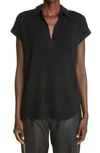 Arch4 Judy Short Sleeve Baby Goat Cashmere Polo In Black