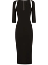 Dolce & Gabbana Jersey Calf-length Dress With Cut-outs In Schwarz
