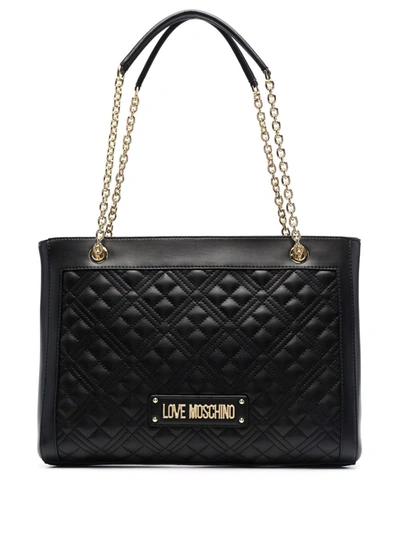 Love Moschino Logo-lettering Quilted Tote Bag In Schwarz