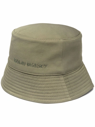 Ruslan Baginskiy Canvas Lampshade Bucket Hat In Khaki