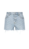 Alexander Wang Blue Printed Bite Logo Denim Shorts In Nude