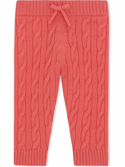 Dolce & Gabbana Babies' Cable Knit Trousers In Pink