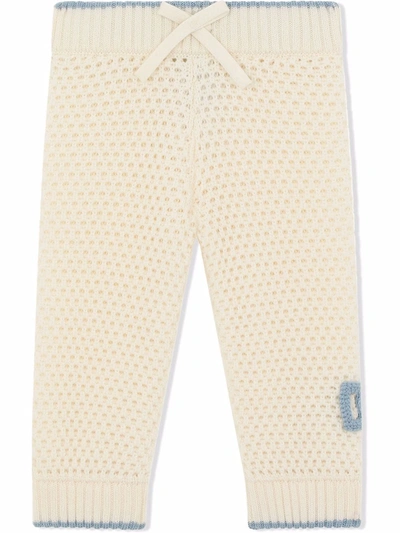 Dolce & Gabbana Babies' Virgin Wool Waffle-knit Trousers In White